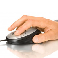 Hand using mouse to sign up for online drug and alcohol course